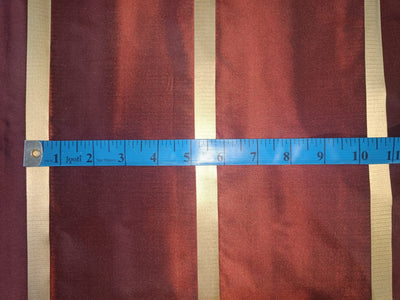 SILK TAFFETA FABRIC Chocolate Brown & Gold stripes 54" wide TAFS66[1]