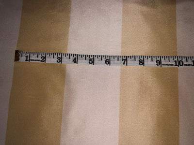 100% Silk Taffeta Fabric  cream and gold Stripes TAFS161[2] 54&quot; wide