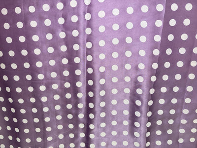 100% Pure Silk Satin 80 grams Lilac color with white dots 54"Wide Fabric [18283]