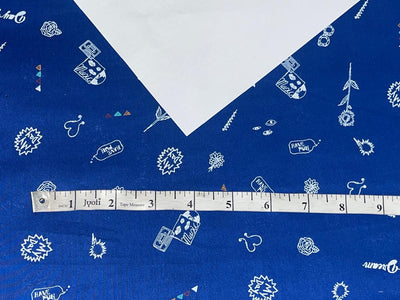 100% Cotton POPLIN PRINT BLUE FUNKY  PRINT 58" wide [16776]