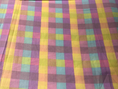 100% Cotton Poplin  Prints 58" wide available in 3 prints pastel color plaids/bunnies and cream with blue lavender floral