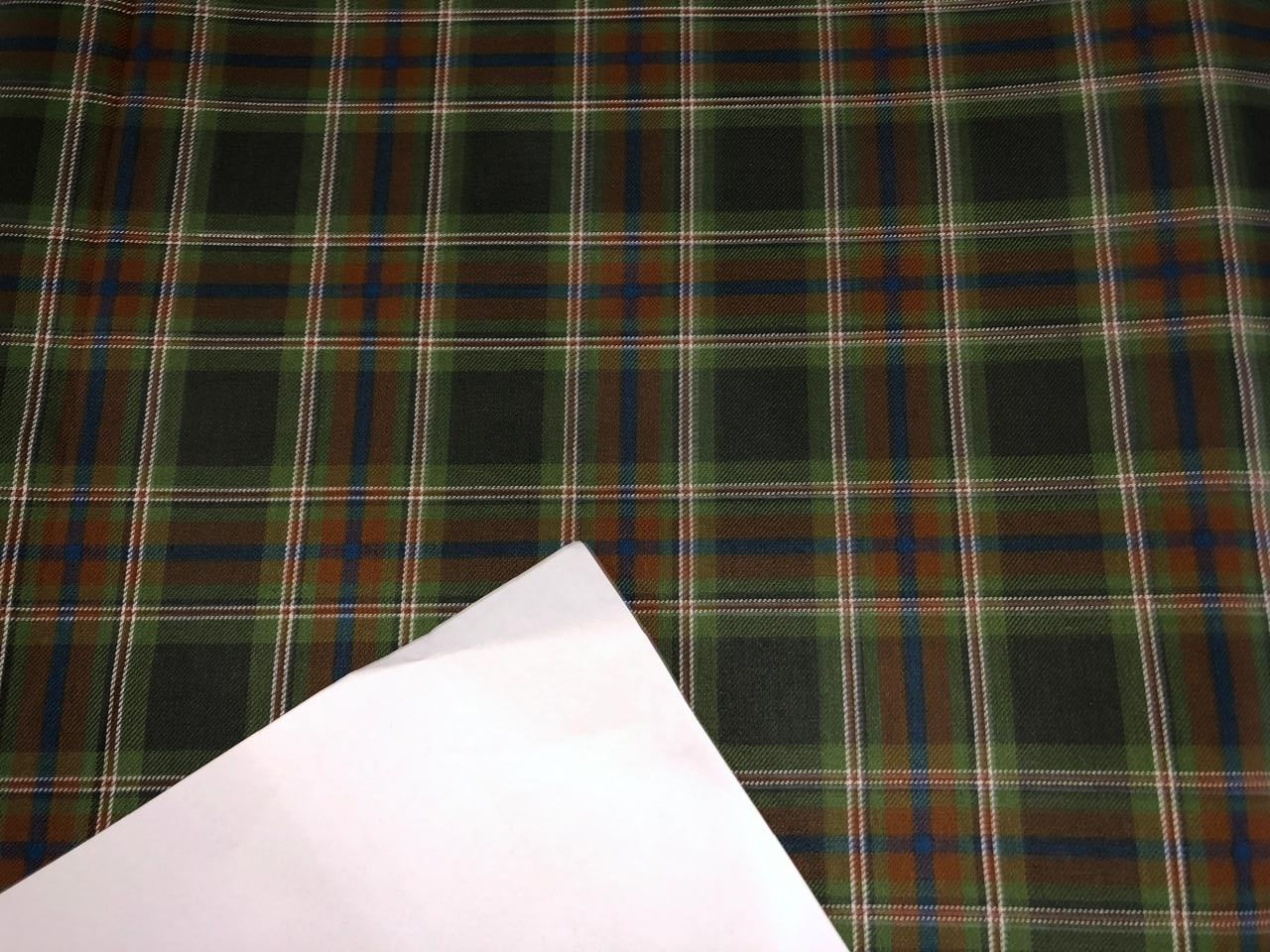 100% Cotton twill  plaids with  available in 4 colors REDS, BLUES and GREENS/GREEN,RUSTY BROWN , BLUE AND BROWN,WHITE AND BLUE AND GREEN AND BLACK