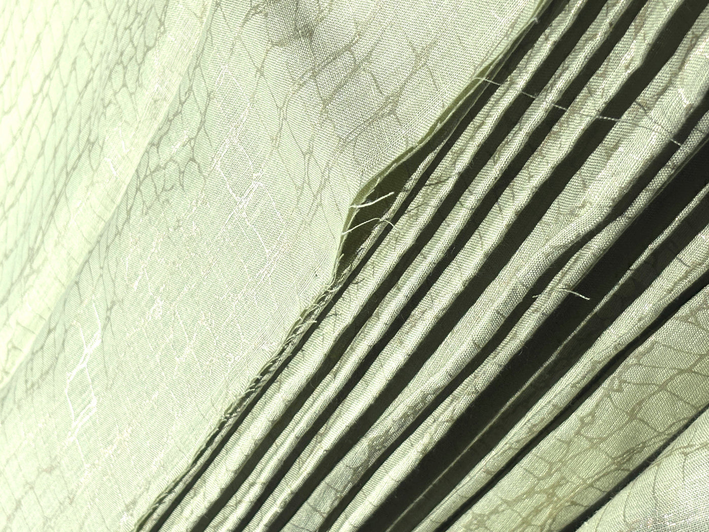 100% HEMP mint  color fabric with gold foil print 58" wide [17202]