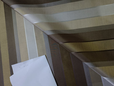 100% Silk Taffeta Fabric Shades of Brown,Gold & Grey colour with Satin Stripes 54" wide TAF#S102[1]