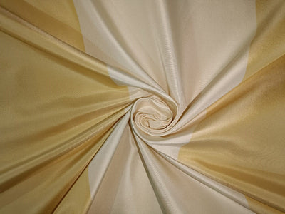 100% silk taffeta fabric light gold x cream color stripes 54"wide TAF#S44