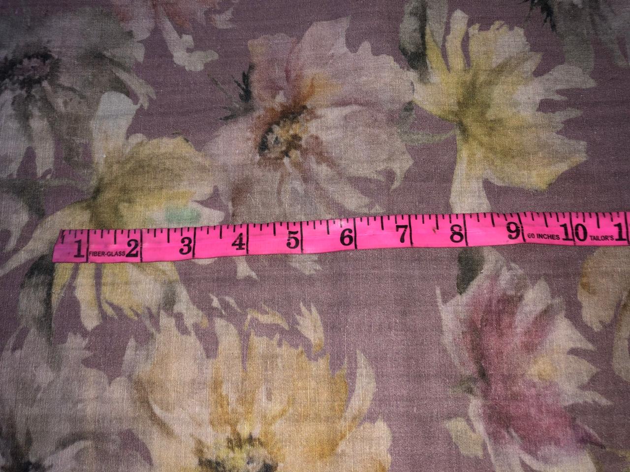 100% linen FLORAL digital print fabric 44" wide MAUVE   [15962]