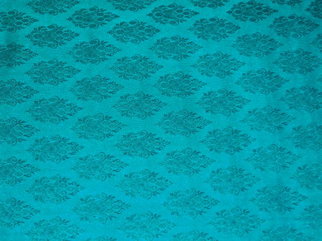 100% PURE SILK BROCADE FLORAL SEA GREEN COLOR 44" WIDE BRO400[2]