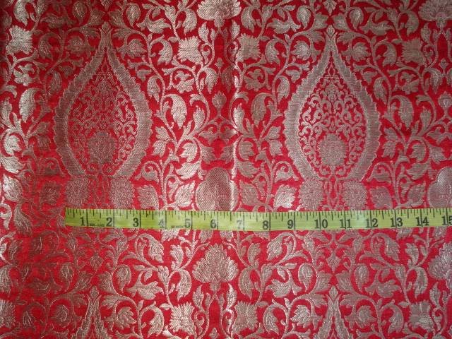 SILK BROCADE FABRICE RED AND METALLIC GOLD COLOR 36" WIDE BRO398[5]