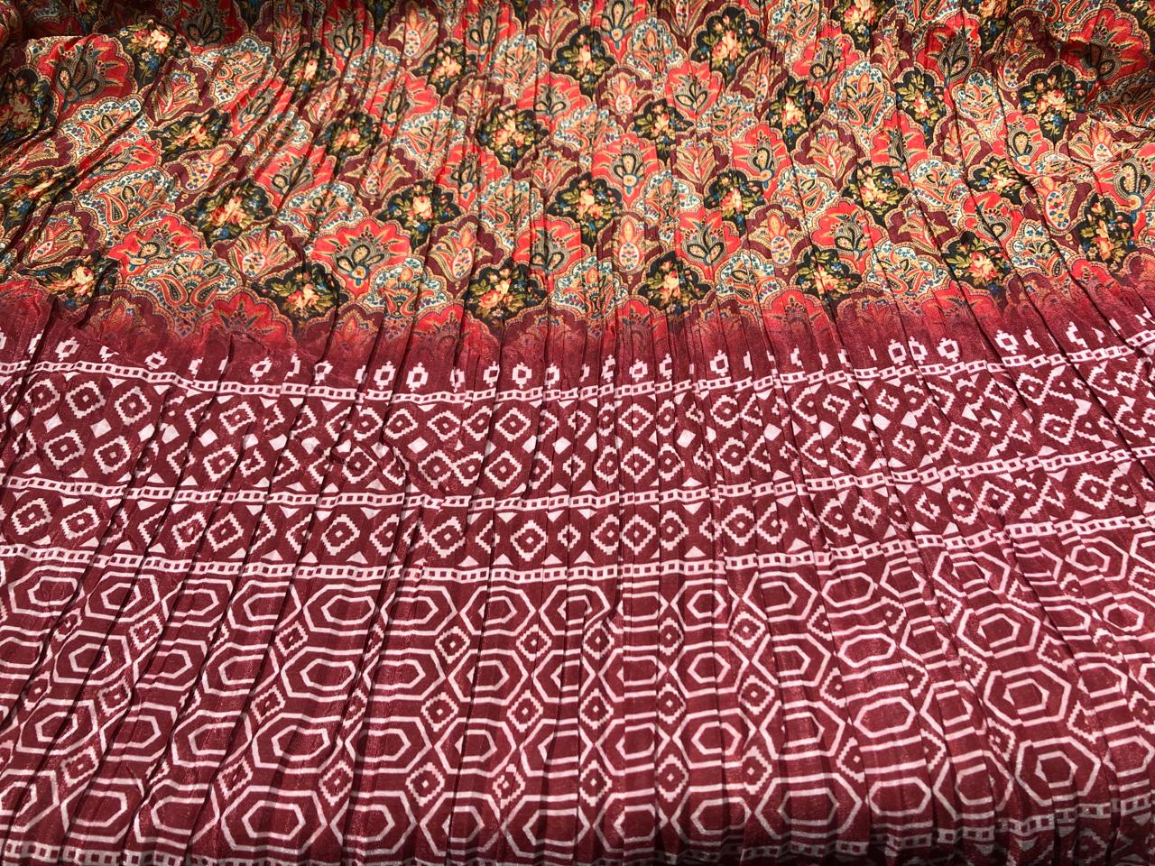 Pleated  Fabric 54'' Wide beautiful Indian design available in three colors [17651/52/53]