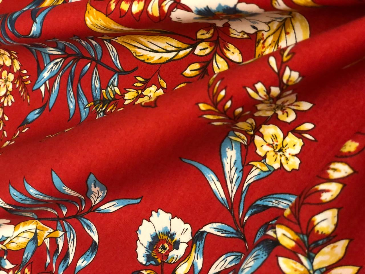 100% Cotton available in 2 prints and colors  print 58" wide red floral and indigo floral [18623/24]