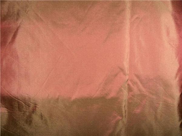 100% PURE SILK TAFFETA FABRIC IRIDESCENT PINKISH RED X LIGHT BROWN COLOR 54" WIDE TAF245