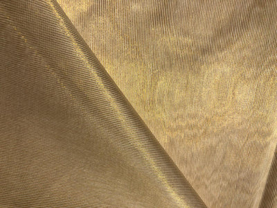 Silk Cotton Chanderi Fabric Natural ivory x metallic gold stripes 44&quot; wide [16563]