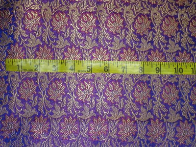 SILK BROCADE FABRIC ROYAL BLUE PINK METALLIC GOLD 44" wide BRO406[4]