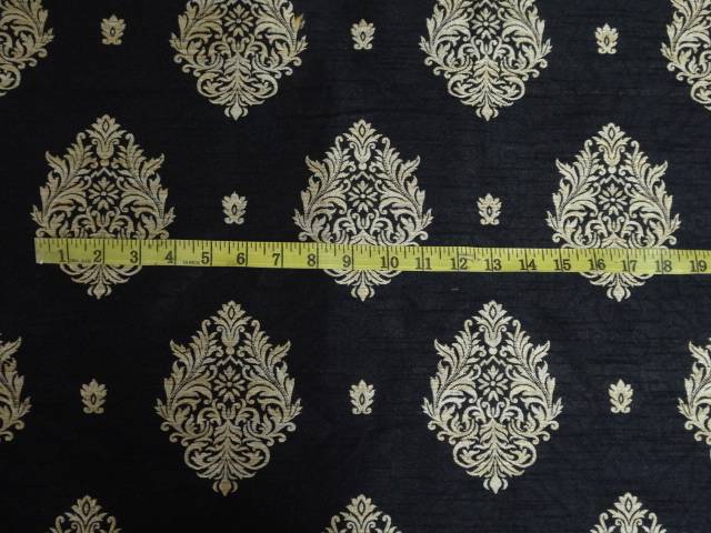 SILK BROCADE FABRIC BLACK X METALLIC GOLD COLOR 44 WIDE BRO407[3] – The  Fabric Factory