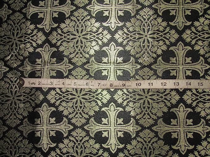 Silk Brocade fabric VESTMENT black x gold color 44 wide BRO743[1] – The  Fabric Factory