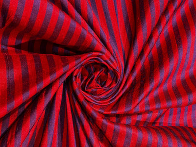 100% silk dupion  dark red and royal blue Stripes DUPNEWS13