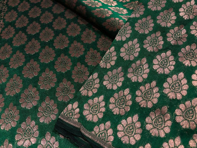 Brocade Fabric green with gold motif jacquard BRO421[4]