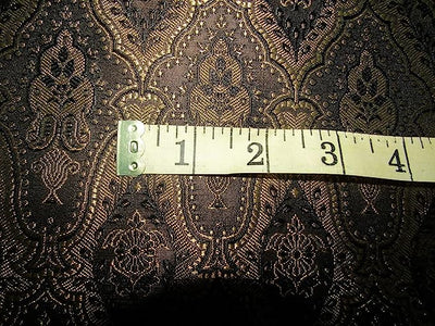 SILK BROCADE FABRIC Light Gold & Black color 44" wide BRO275[3]