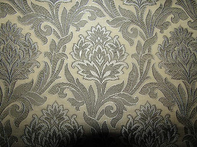 SILK BROCADE FABRIC Cream & Grey color 44" wide BRO299[1]