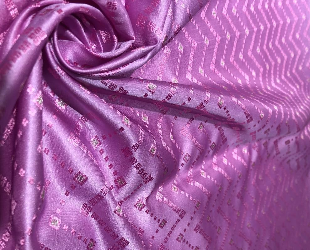 Silk Brocade fabric 44" taffy pink geometric zigzag BRO1038[1]