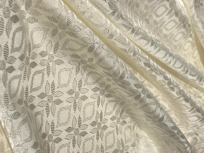 Silk Brocade fabric 44" self geometric  jacquard available in 4 colors pink ,olive , white ivory and lilac BRO1051