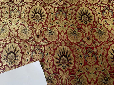 Silk Brocade fabric Red with metallic gold, red and black jacquard color 44" wide BRO891[1]