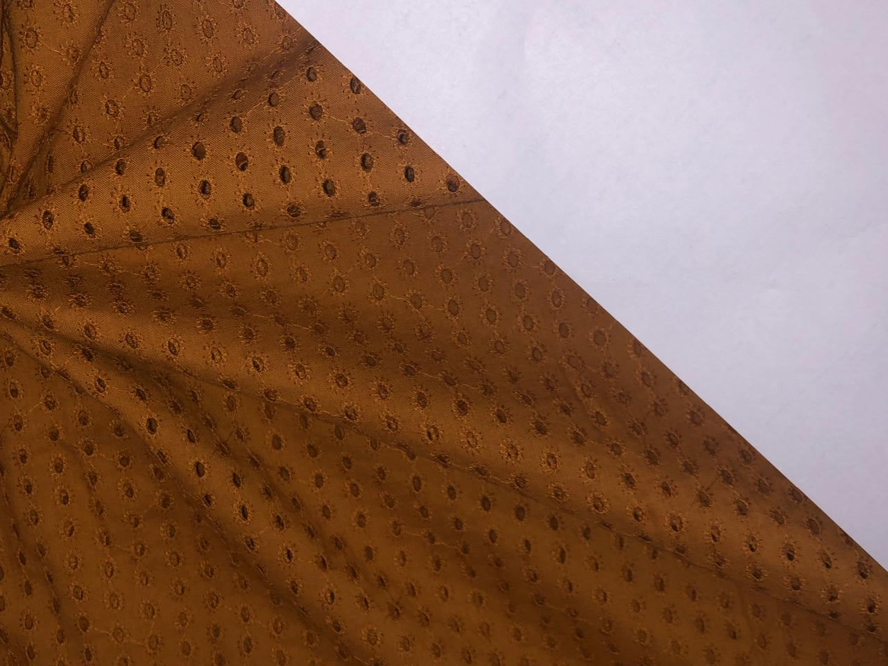 100 % Cotton Eyelet Embroidered Fabric 44" wide available in four colors mustard, beige, orange and bright pink