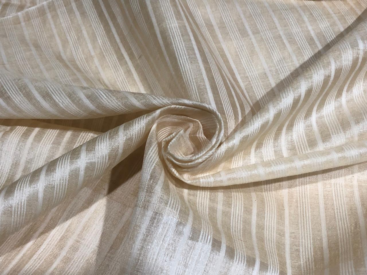 TUSSAR SILK FABRIC WITH SILK STRIPES 44" WIDE [17645]