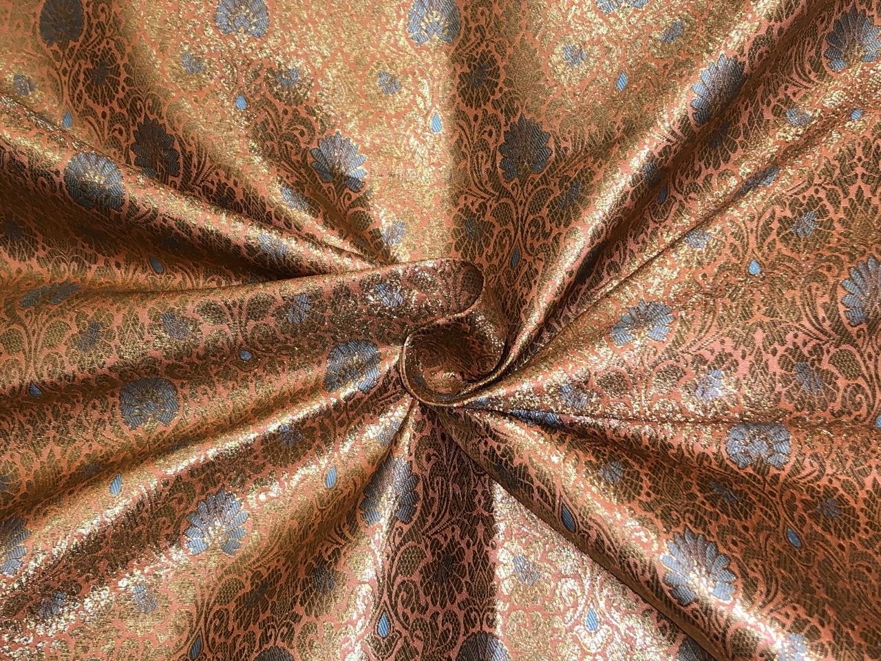 Silk Brocade fabric available in 2 colors sea green and peach orange jacquard  BRO1081[1/2]