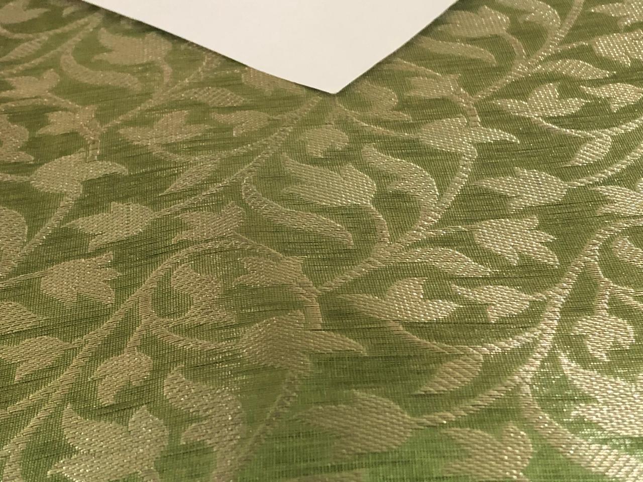 Tissue Fabric neon green and metallic gold vines jacquard BRO988[1]