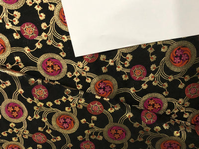 Silk Brocade Fabric metallic gold jacquard  44" wide BRO953 available in 2 colors BLACK AND PASTEL GREEN