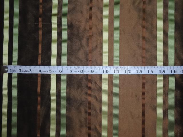 100% SILK UPIONI FABRIC BROWN X BLACK,GREEN X PISTA COLOR STRIPES 54" wide DUP#S 55[1]