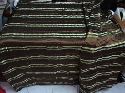 100% SILK UPIONI FABRIC BROWN X BLACK,GREEN X PISTA COLOR STRIPES 54" wide DUP#S 55[1]