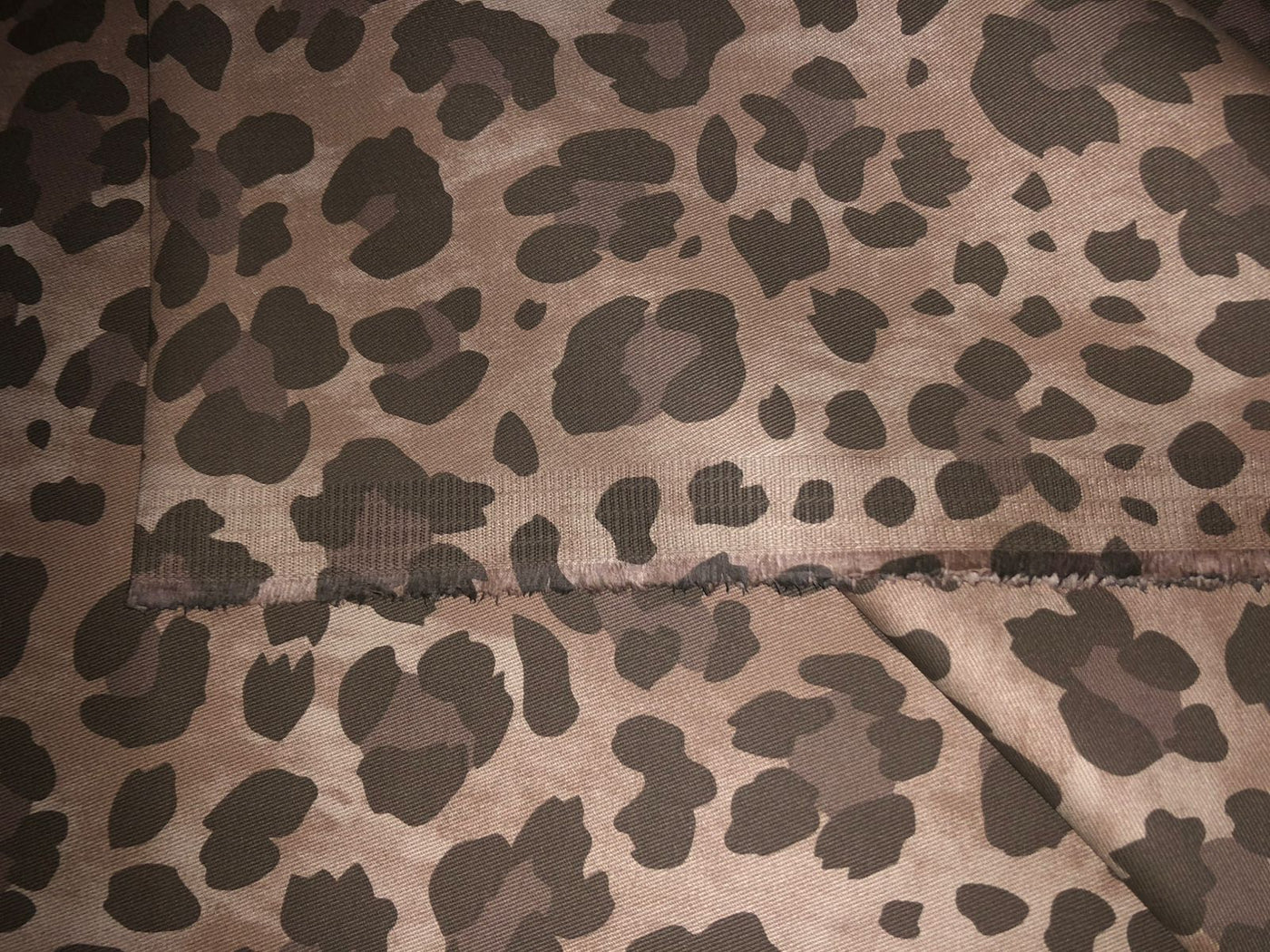 100% Cotton Denim  Fabric 58" wide leopard print brown [18229]