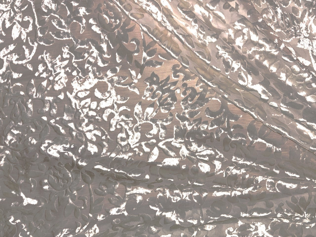 White Devore Polyester Viscose Burnout Velvet fabric ~ 44" wide available in 3 designs floral vines, abstract rose and floral [18291/92/93]