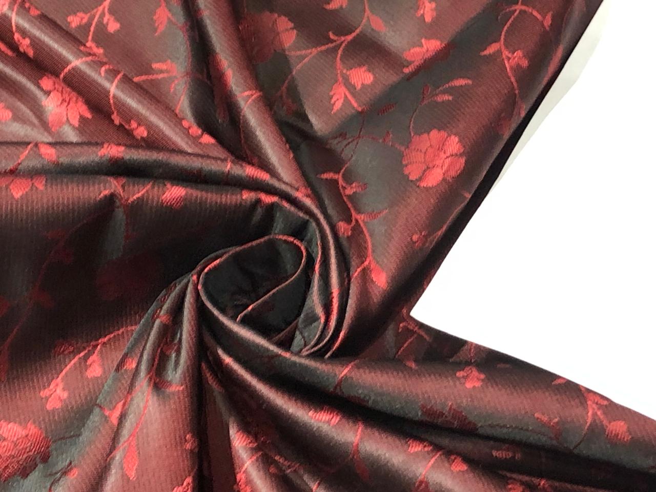 Brocade fabric~satin weave*black / wine blended jacquard BRO102[1]