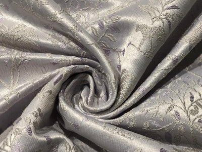 Silk Brocade fabric  jacquard with  subtle embroidery with subtle shimmer 54"lilac and silver grey BRO1034[4]