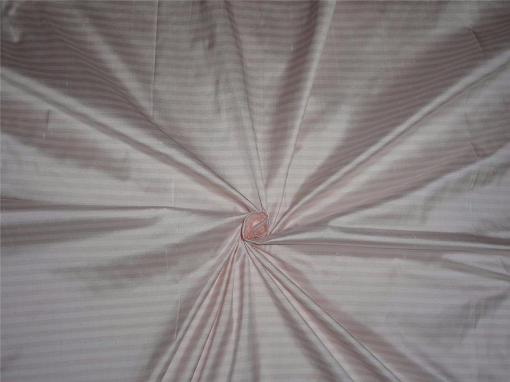 100% silk dupioni fabric baby pink & ivory colour stripes 54" wide DUP#S56[2]