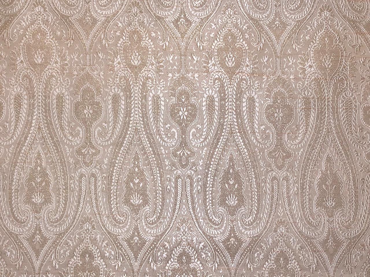 Silk Brocade fabric cream with white paisley jacquard 44" wide BRO236[3]