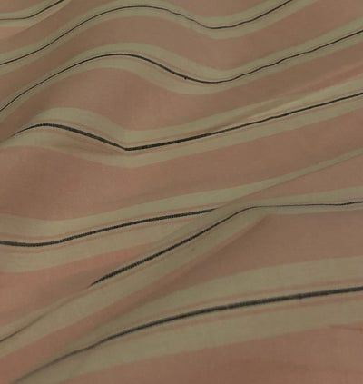 100% Cotton Poplin pastel pink/white and black stripes running horizontal  [18688]