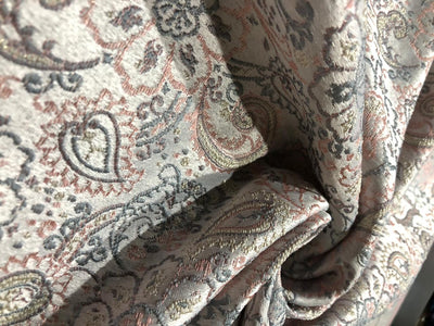 Silk Brocade fabric  jacquard with with subtle embroidery 54"available in 2 colors pink and grey and lilac grey BRO1034[1/2]