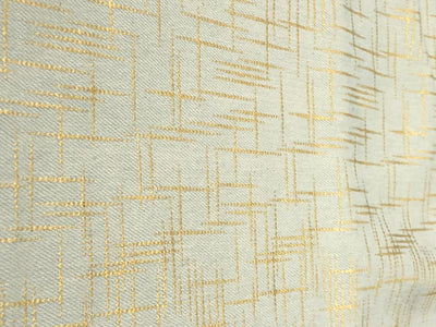 100% Cotton Denim Fabric with foil print 58" wide available in 3 colors light dusty greenm, light blue and darker blue[17720/21/22]