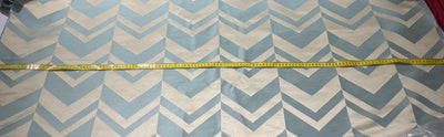 100% Silk Taffeta Jacquard Fabric  BLUE AND GOLD GEOMETRIC ZIGZAG TAFJACNEW17