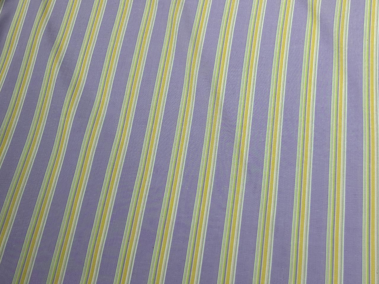 100% Cotton Poplin 56" wide lilac ,yellow and green  stripes  [18267]
