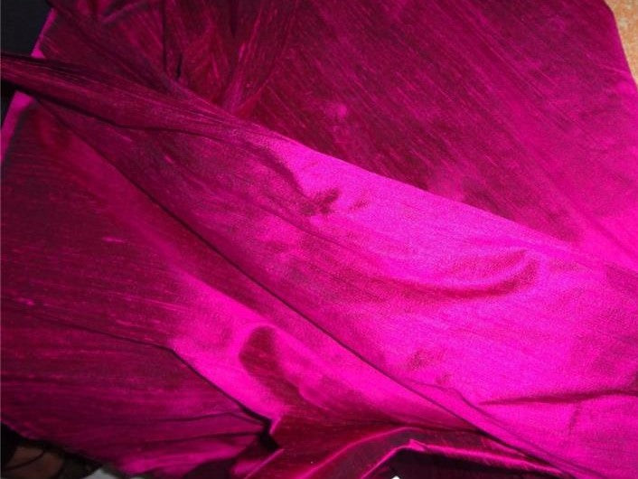 100% pure silk dupioni fabric INDIAN PINK X BLACK colour 44" wide with slubs MM9A[12]