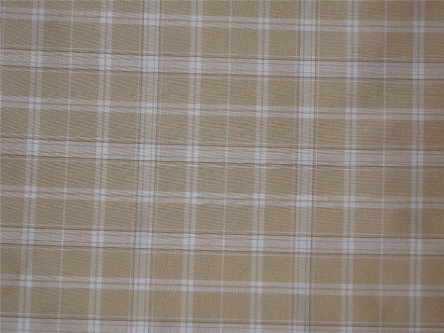 100% PURE SILK TAFFETA FABRIC GOLDEN BEIGE COLOR PLAIDS 54" wide Taf#C49[2]