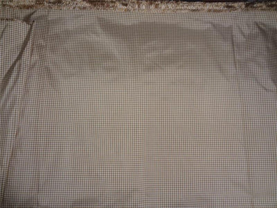 100% pure silk taffeta fabric ivory, brown color plaids 54" wide TAF#C43