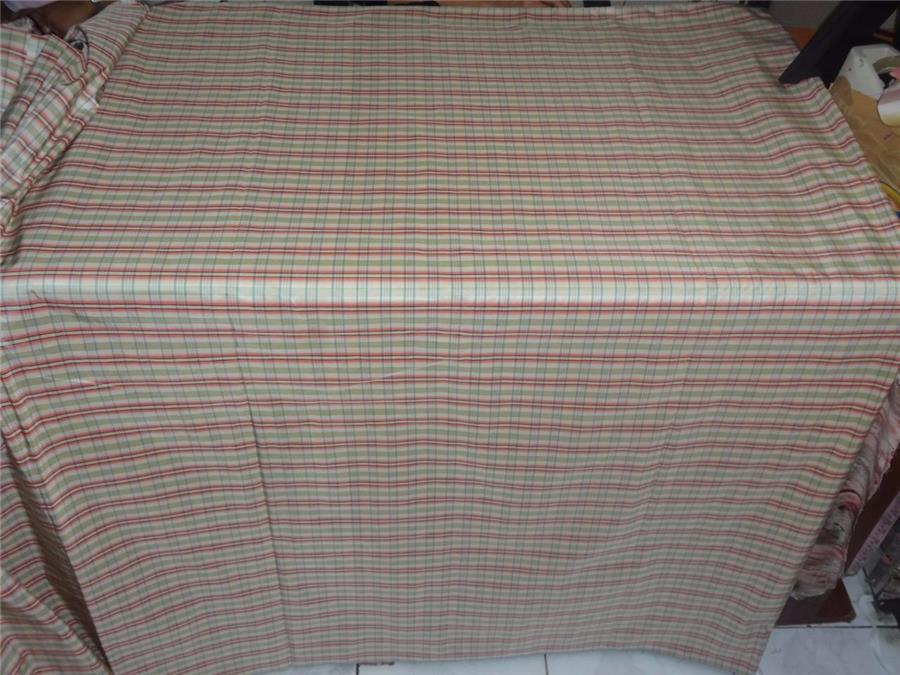 100% PURE SILK TAFFETA FABRIC MULTI COLOR COLOR PLAIDS 54" wide Taf#C49[1]