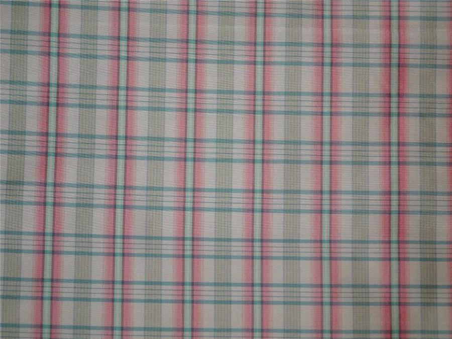 100% PURE SILK TAFFETA FABRIC MULTI COLOR COLOR PLAIDS 54" wide Taf#C49[1]