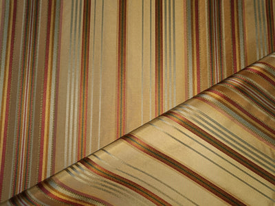 100% SILK TAFFETA FABRIC gold beige with multi satin stripes 54" wide TAFS129[1]